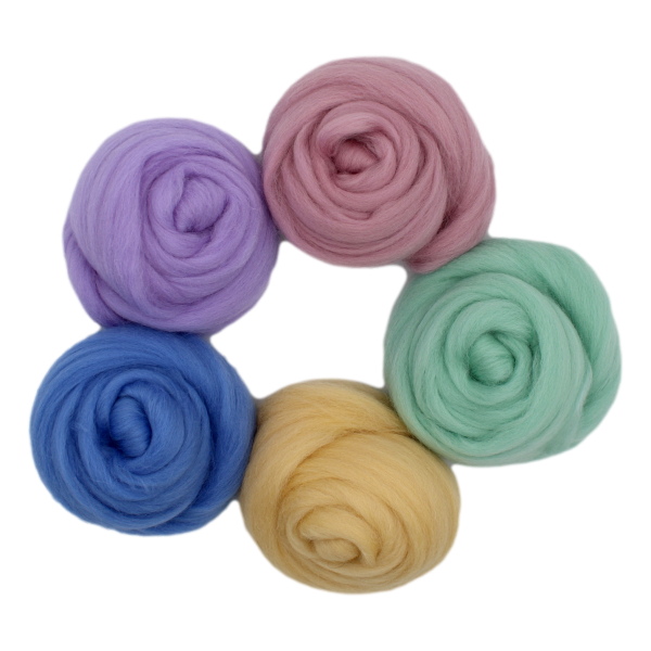 Filzwolle Kammzug Pastell - 5 x 20g Merino Farbmix 100g