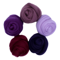 Filzwolle Kammzug Lila Violett - 5 x 20g Merino Farbmix 100g
