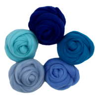 Filzwolle Kammzug Blau kaufen - 5 x 20g Merino Farbmix 100g