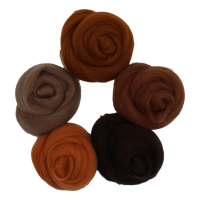 Filzwolle Kammzug Braun - 5 x 20g Merino Farbmix 100g