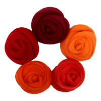 Filzwolle Kammzug Rot - 5 x 20g Merino Farbmix 100g