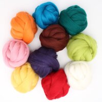 Filzwolle / Märchenwolle, 10 bunte Farben - 500g -...