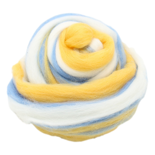 Filzwolle 20gr. Wolle (Merinowolle) / Märchenwolle zum Trockenfilzen und Nassfilzen Blau-Gelb-Weiß